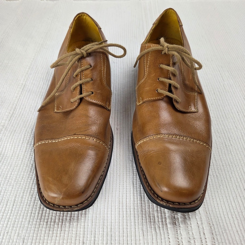 Sandro Moscoloni Men 10.5M Brown Leather Cap Toe Oxford Dress Shoes 17763 Brazil